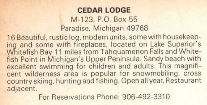 Fergusons Cedar Lodge - Vintage Postcard (newer photo)